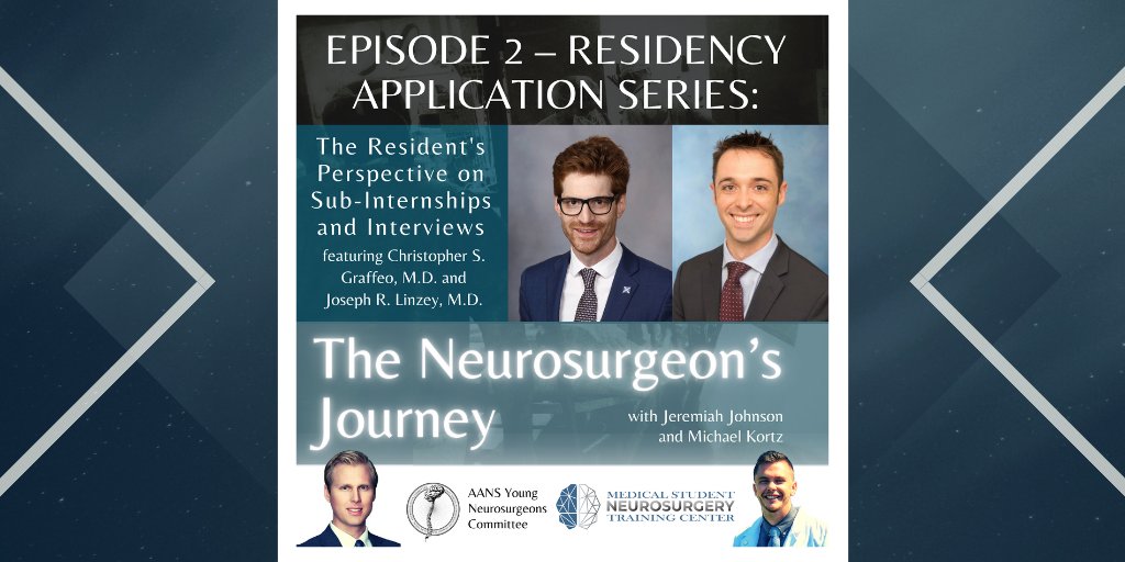 BrainSpineGroup's tweet photo. New episode of the TNJ podcast residency application series! Join @graffeo from @MayoNsgy and @joseph_linzey from @umichneuro discuss effectively carrying out neurosurgery sub-internships, interviews, and more! @youngneuros @brainandspinegroup
More info: https://t.co/hUWHOFkfGm https://t.co/MEtHqufJQ5