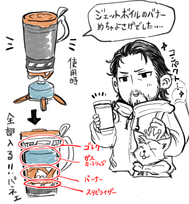 @unyankatana オススメありがとうございます!✨今日丁度仕事帰りにモンベル行ってバーナー見てきたんですよ…!ジェットボイルのバーナーだと、その3セットがコンパクトに収納できるみたいで、買おうか迷ってます…☺️ 