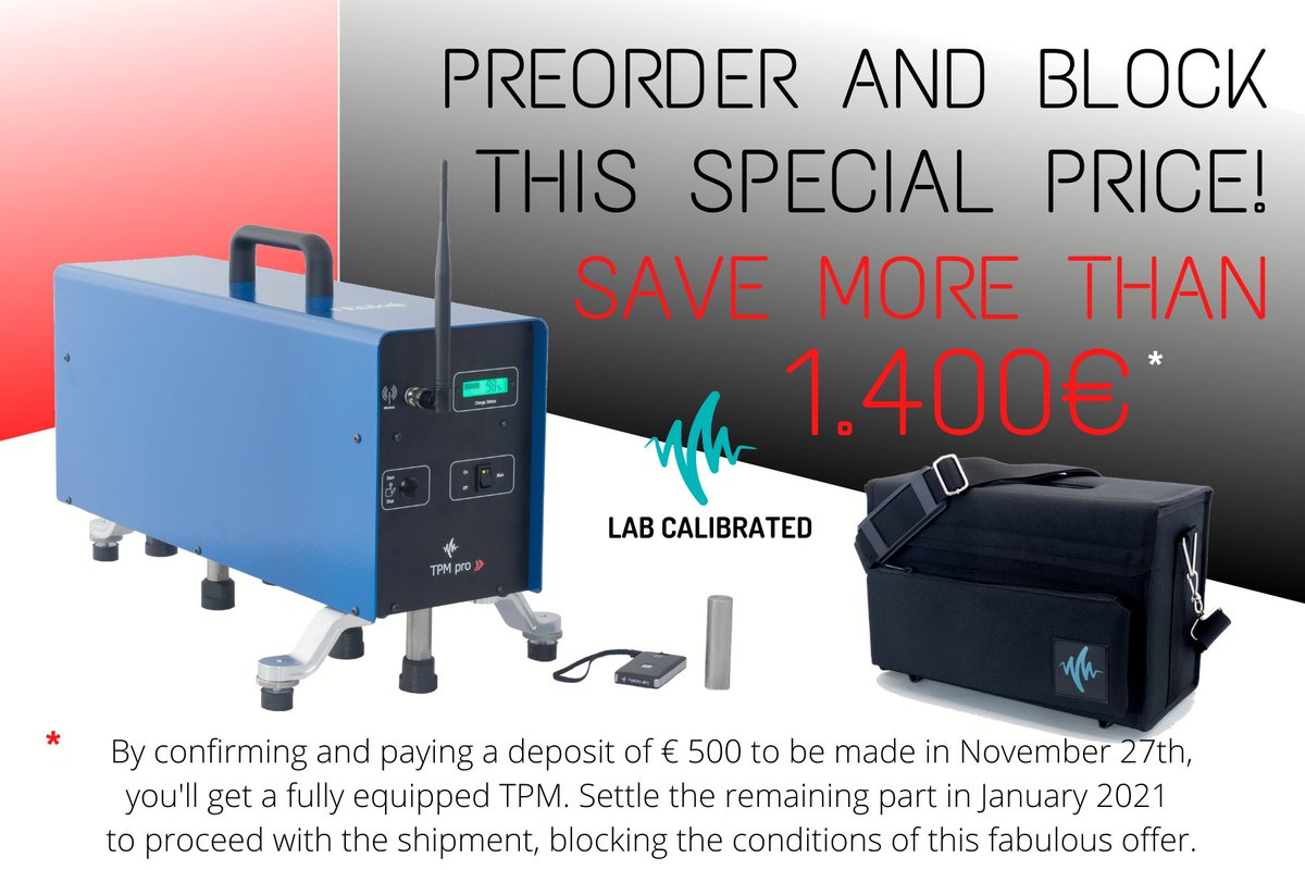 AcousticsNtek's tweet photo. Here's the fabulous NTEK srl #BlackFriday2020 offer referring to the #TPMpro! Preorder your new fully equipped TPM pro settling it in January 2021, without any price increase! Offer's valid only on Friday 27th!
#ntek #blackfriday #sales #moneysaver #preorderandblock #noisestudy https://t.co/feQGIZlLBp
