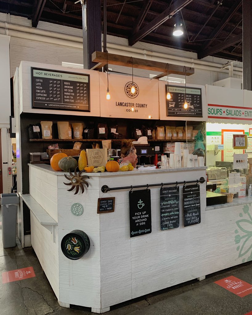 groundedblg's tweet photo. There are a couple coffee booths in the Central Market but Lancaster County Coffee really caught my eye. I am a sucker for the black and white farmhouse aesthetic so I couldn’t resist #drexelfoodbloggers @craiglaban https://t.co/Ca95XqVGNE