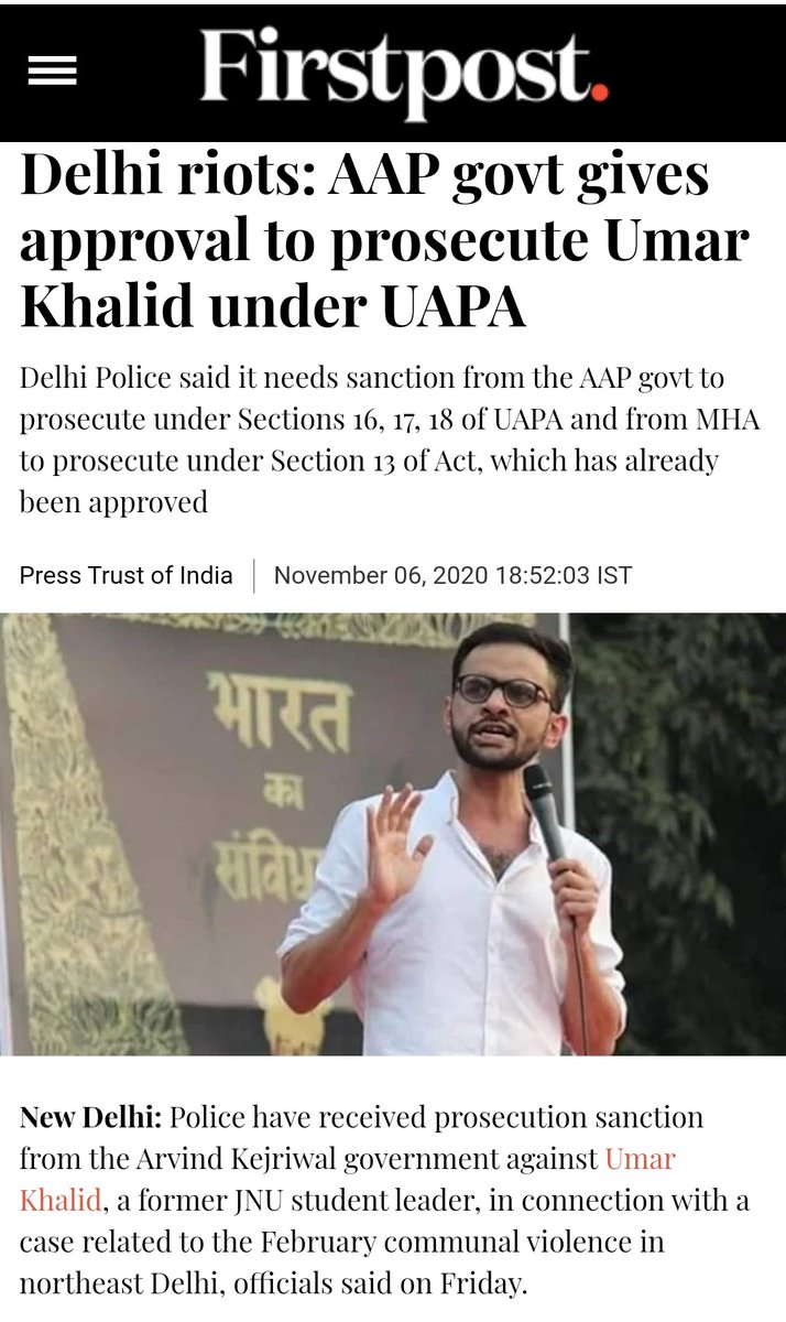 thepeeinghuman's tweet photo. This is what the end of democracy must look like. 
A person who said "we won't fight violence with violence, we will follow Gandhi's path of non-violence" in his speech, is being charged under UAPA on terrorism charges for the same speech.
RT if this breaks your heart as well. https://t.co/DPQoM1Aiub