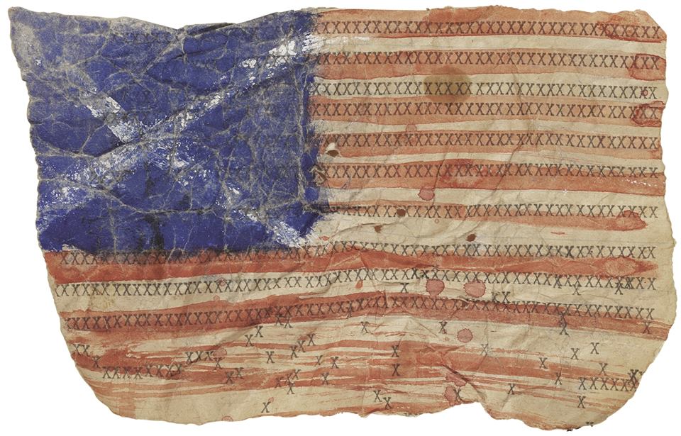 Jean-Michel Basquiat, Untitled (Flag), 1979-80 watercolor, gouache and ink on paper