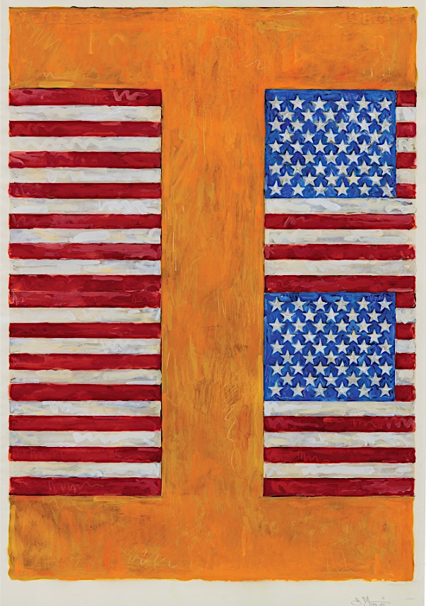 Jasper Johns - Two Flags on Orange - 1986/87