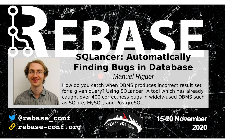 Check how <a href="/RiggerManuel/">Manuel Rigger</a>'s SQLancer has already found 400+ correctness bugs in MySQL, PostgreSQL, SQLite - live at <a href="/rebase_conf/">Rebase Conf</a> with a follow up discussion with <a href="/ashaikhha/">Amir Shaikhha</a> <a href="/splashcon/">SPLASH Conference</a> <a href="/ECOOPconf/">ECOOP’26 Conference</a> <a href="/PLMentoring/">Programming Languages Mentoring Workshop</a> bit.ly/rebase-conf-20…
