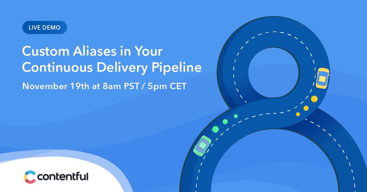 Integrating Contentful into your CI/CD pipeline? Join @ShyRuparel and <a href="/jankomarklein/">Janko Marklein</a> on Nov 19 at 5 p.m. CET / 8 a.m. PST as they live demo CI/CD pipeline setup using the <a href="/contentful/">Contentful</a> migration DSL, environments and aliases. ctfl.io/2I46ayI