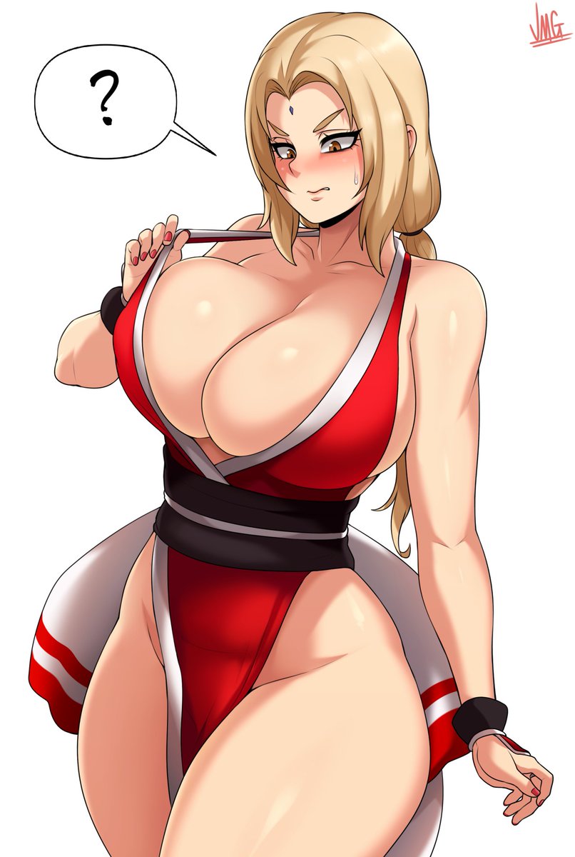 SensualTsunade's tweet photo. "H-how does Mai even wear this? Wouldn't she be constantly worried about her breasts popping out in the middle of a fight?" https://t.co/koRTVlzxqb