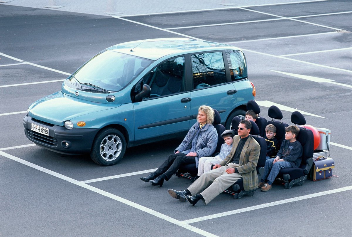 It is a design masterpiece from the desk of Roberto Giolito. Six people in a car with a smaller footprint than today's Renault Clio. The Multipla was way ahead of its time in terms of space efficiency.