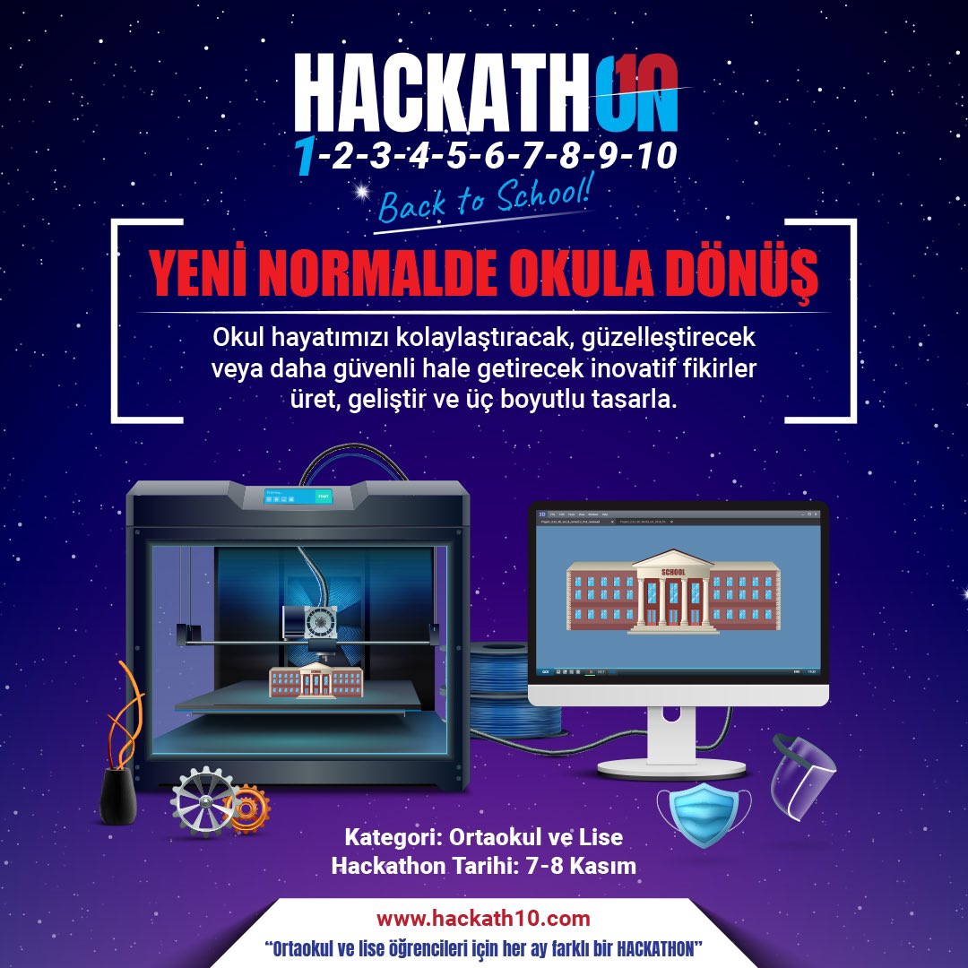 Hackathon Başladı!

Konu: "YENİ NORMALDE OKULA DÖNÜŞ"

Okulda hayatımızı kolaylaştıracak, güzelleştirecek veya daha güvenli hale getirecek inovatif fikirler üret, geliştir ve üç boyutlu tasarla. Bu süreçte Discord ses kanallarında sizlerin soruları için bekliyor olacağız.