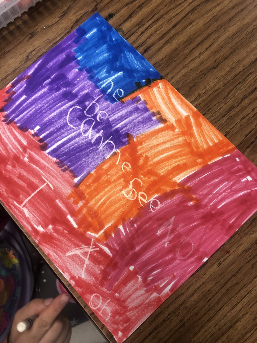 Magic Sight Words! We wrote our sight words of the week in white crayon and then revealed them with marker! “Mrs.Kossey you are MAGIC!!!”.