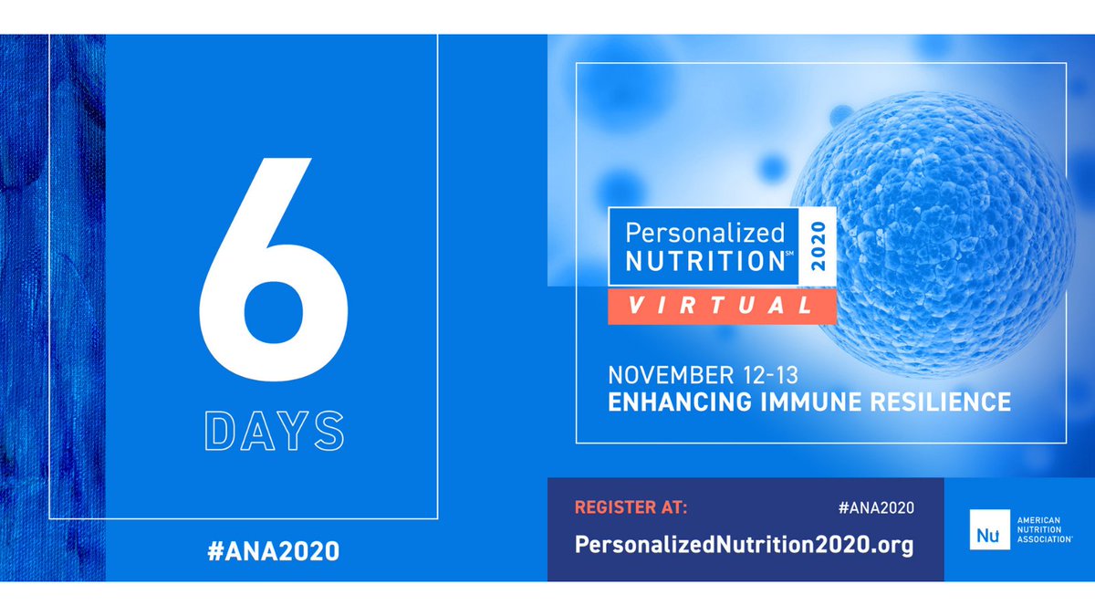Personalized Nutrition 2020, taking place virtually November 12-13, is just 6 days away!  

Learn more &amp; register: cvent.me/OKgwLB

#ANA2020