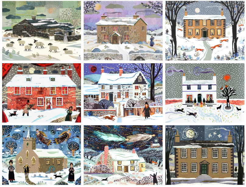 Literary #Christmas cards for the bookish & lovers of traditional scenes flying off in all directions this week - UK, USA, Israel, Ireland, Germany, Holland ..... 
From my cut paper collages - no paint!
AmandaAWhite.etsy.com
#WritersHouses #Bookish #Bookworms #BookshopHeroes