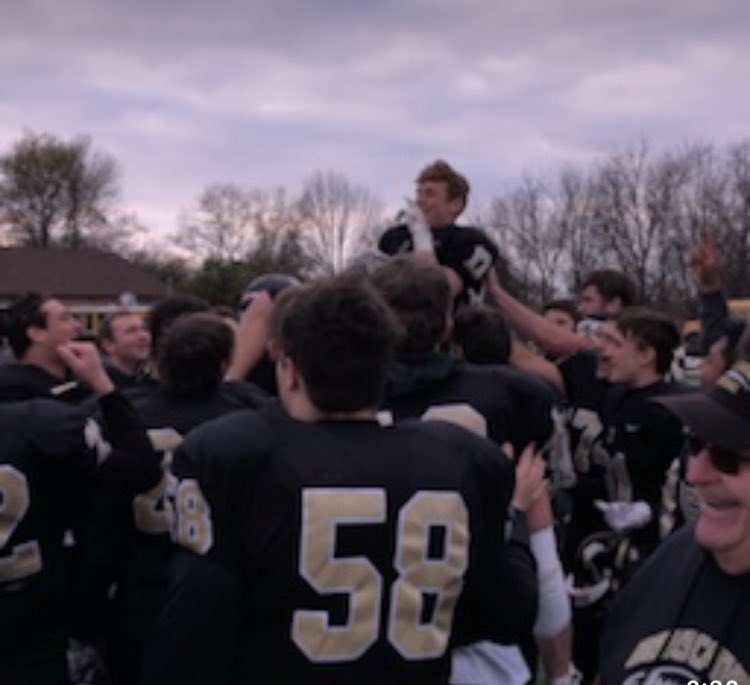 WeAreBC55's tweet photo. Tonight would have been your last game as a Saint.  This is the hardest bus ride I’ve ever taken.  I feel you here with us @A_myers17.  You showed William how to carry the torch. Thank you.  I love you. ⚜️🏈 @BerksCatholic @team17strong @GarageStrength https://t.co/WNrQCCnG9e