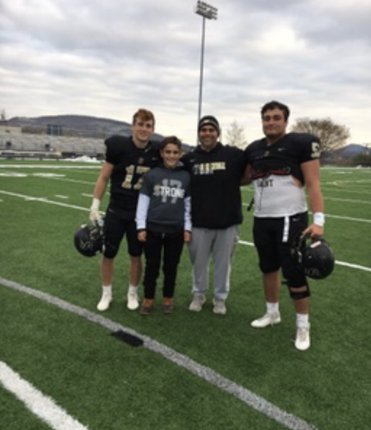 Tonight would have been your last game as a Saint.  This is the hardest bus ride I’ve ever taken.  I feel you here with us <a href="/A_myers17/">Anthony Myers</a>.  You showed William how to carry the torch. Thank you.  I love you. ⚜️🏈 <a href="/BerksCatholic/">Berks Catholic</a> <a href="/team17strong/">Team17strong</a> <a href="/GarageStrength/">Garage Strength</a>