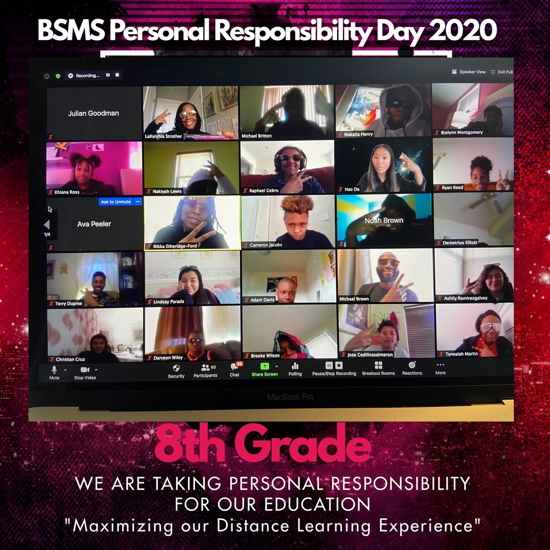 PRINCIPAL_KMS's tweet photo. We kicked off 2nd quarter with our annual Personal Responsibility Day. Distance Learning has brought a whole new meaning to being personally responsible. I’m so proud of my students and inspired by their resilience! We can still be great and have fun virtually. https://t.co/C8CFYZ7XPV