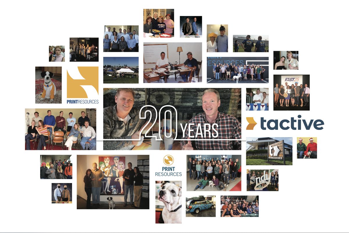 Today is the OFFICIAL 20 year anniversary of Print Resources/Tactive. Pizza was had and the staff presented Tim and Kurt with a framed poster of the memories over the years. Here’s to the next 20!
.
.
.
#tactive #printresources #cheers #officedog #HappyAnniversary