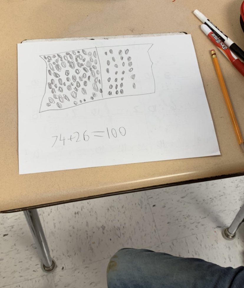 ITTCCPSk12's tweet photo. #firstgrader at #runnymeade #elementary says making 10 is too easy! I want to make 100 to find the missing number! #mathrules #hybridlearning https://t.co/4b1kST7Vrs