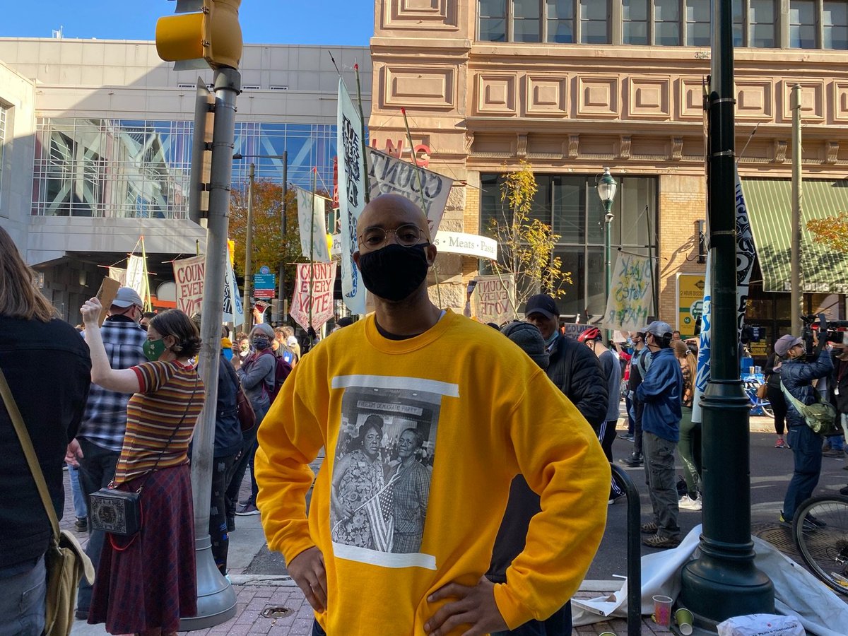 ggjalliance's tweet photo. Bryan Mercer, @mvmalliance in Philadelphia: As Philly's ballots are counted there's dance party in streets with abundant food donations. The sentiment is clear: Our MOVEMENTS did this. And we know Black &amp; Brown folks led that movement. #ElectionResults2020 https://t.co/KRpbCNQ3Li