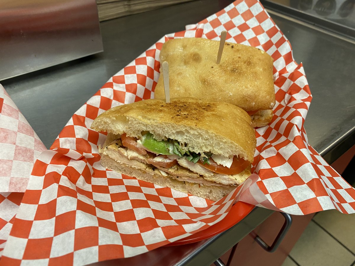 Delilicioushb's tweet photo. Sue’s Chicken-Avocado Caprese

Sliced roast chicken with avocado, roma tomatoes, fresh mozzarella, basil chiffonade and lemon caper mayonnaise on a ciabatta roll.
.
.
.
Find more sandwich options at https://t.co/2hYud2uBZ9 

#delilicious #foodies #huntingtonbeach #delishop #cali https://t.co/BTO9Fu8tJQ