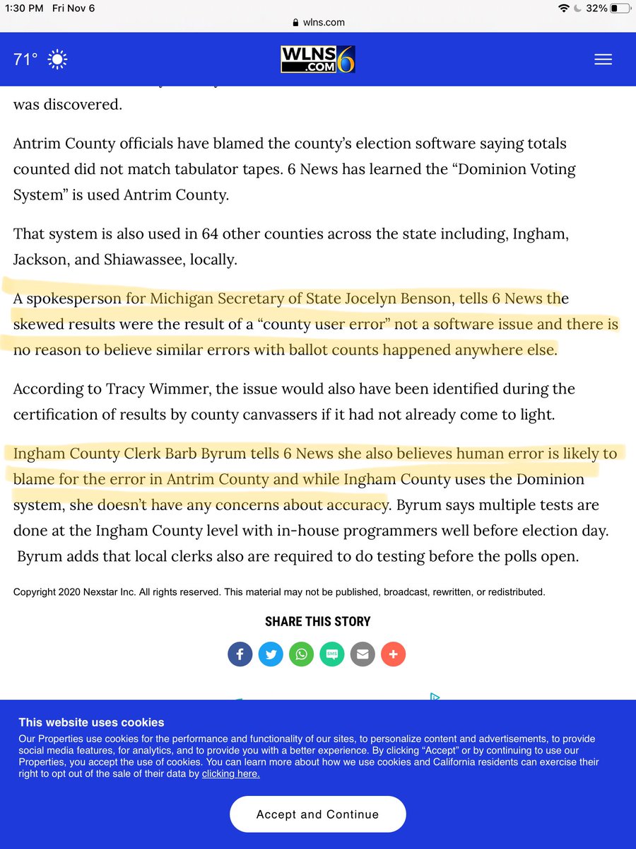In this article, Michigan officials are quick to say they believe this was not, in fact, a problem with Dominion's software, but was human error.And this could be true.BUT...* link to full article:  https://www.wlns.com/news/michigan/voting-software-used-in-mi-county-with-skewed-results-also-used-in-mid-michigan/