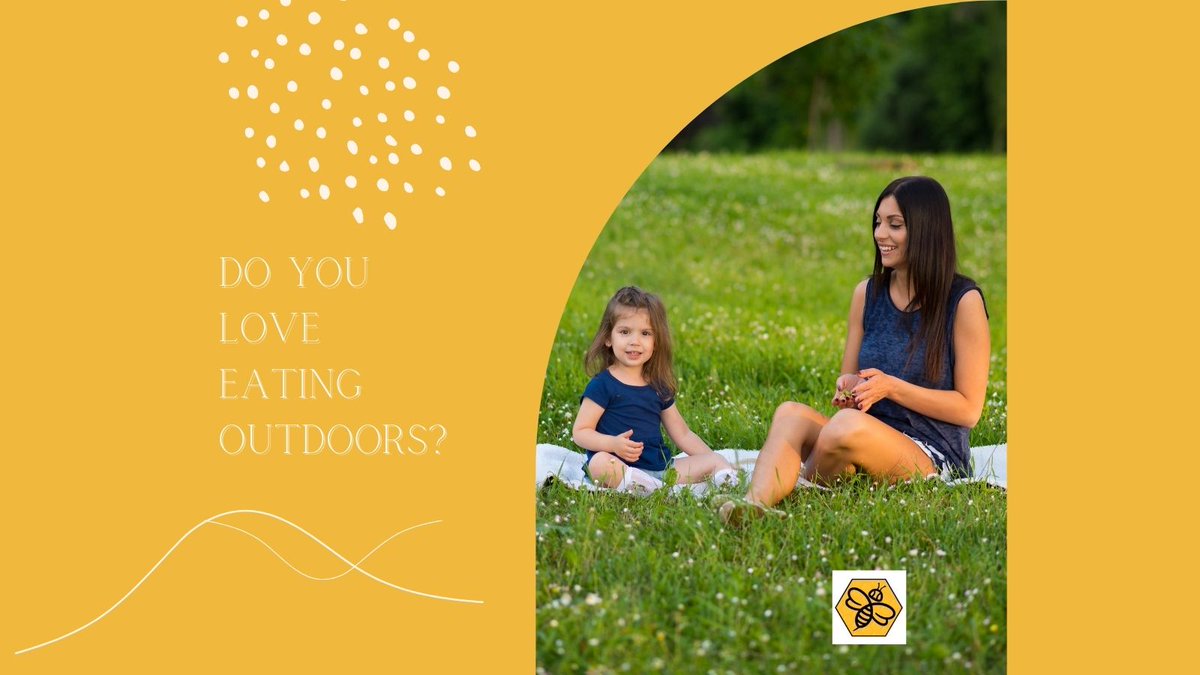 BeeManBuzz's tweet photo. Do you love eating outdoors?

Bees are attracted to flowers, so avoid bright and floral prints on plates, napkins, and table covers.

#TheBeeMan #BeeManBuzz #beesafetytips #Beesting #bees https://t.co/3pHy9MMr1B