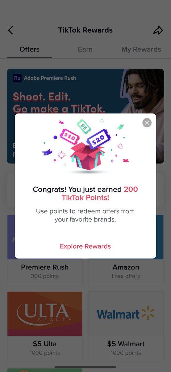 TikTok (not a streaming platform) They have a rewards program where you can earn points and redeem offers.' #BE' deluxe edition is available @ walmart so you can use tiktok $5 Walmart offer when u preorder/buy the album #BTS_BE  #BTS