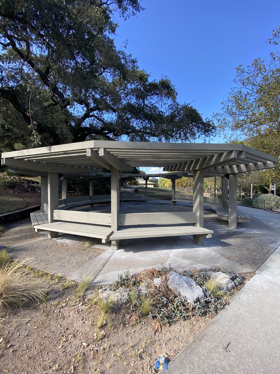 The beautiful Gavilan College Gazebo, freshly painted by my Gilroy Rotary Club. A place for free speech and listening. Missing our students!