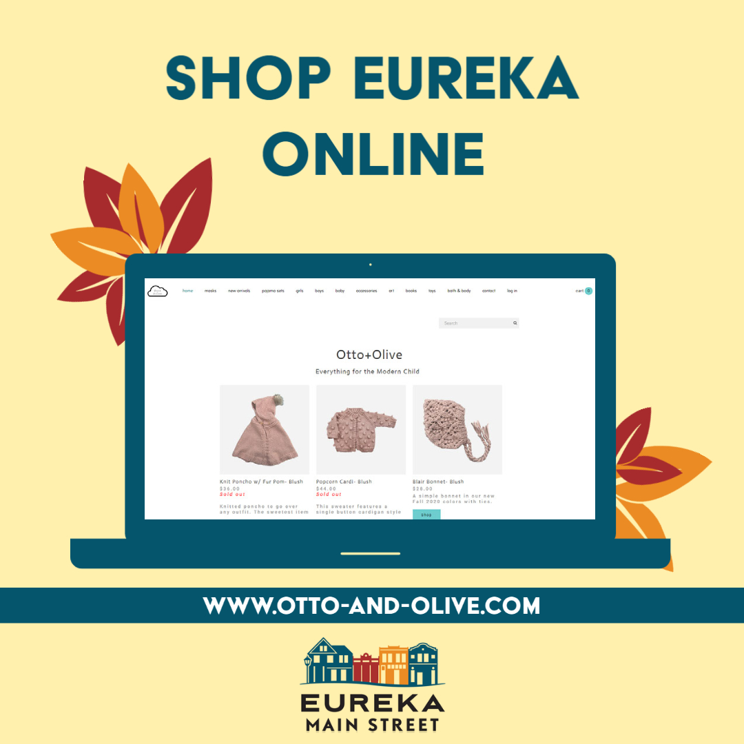 When shopping online, shop local! Adorable kids clothes are easy to find at otto-and-olive.com
#shopeureka #choosehumboldt #shoplocalonline #supportlocalsafely #showlocallove #eurekamainstreet