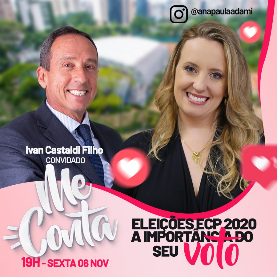 programameconta's tweet photo. No "Me Conta" Especial desta Sexta dia 06, receberei o Presidente do ECP Ivan Castaldi Filho em um bate papo sobre: Eleições ECP 2020 - A Importância do seu voto.
#live #adami #familia #ecp #saude #fé #todosportodos #covid19 #quarentena #meconta #eleiçõesecp2020 https://t.co/HtGgfI2XnJ
