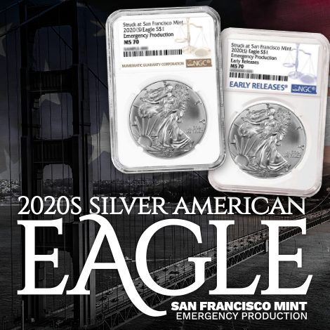 Shop the link below to see all of our options for the 2020(S) Struck at San Francisco Emergency Production American Silver Eagles! We have a number of options, including First Day of Issue and Early Releases! GO NOW: bit.ly/3liSNtz #EmergencyProduction #SanFrancisco #SAE