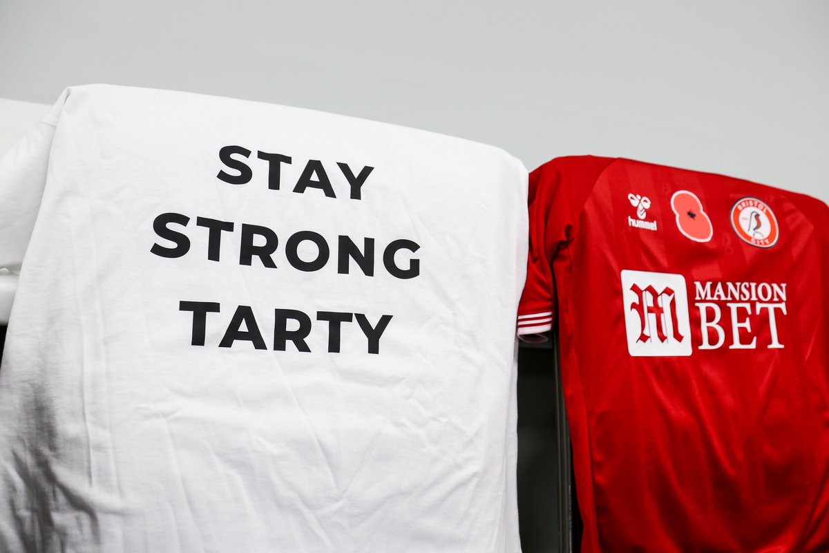 BristolCity's tweet photo. We're with you all the way Tarty! ❤️

We will warm-up in ‘Stay Strong Tarty’ T-shirts as a message of support for Phil Tart, fondly known as Tarty, the club’s popular equipment manager of 20 years, who is currently unwell.

#CARBRC | #BristolCity https://t.co/ma8NBmJuWv