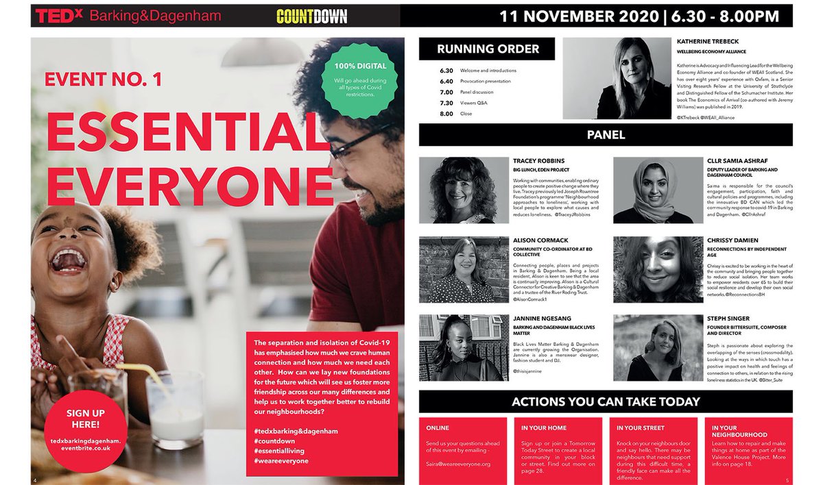 Very excited for Stephanie singer to join the panel with
<a href="/everyone_org/">Every One Every Day</a> Essential Everyone exploring the importance of human connection in such difficult times on Wednesday 11 November. Register to attend here: 
tedxbarkingdagenham.eventbrite.co.uk