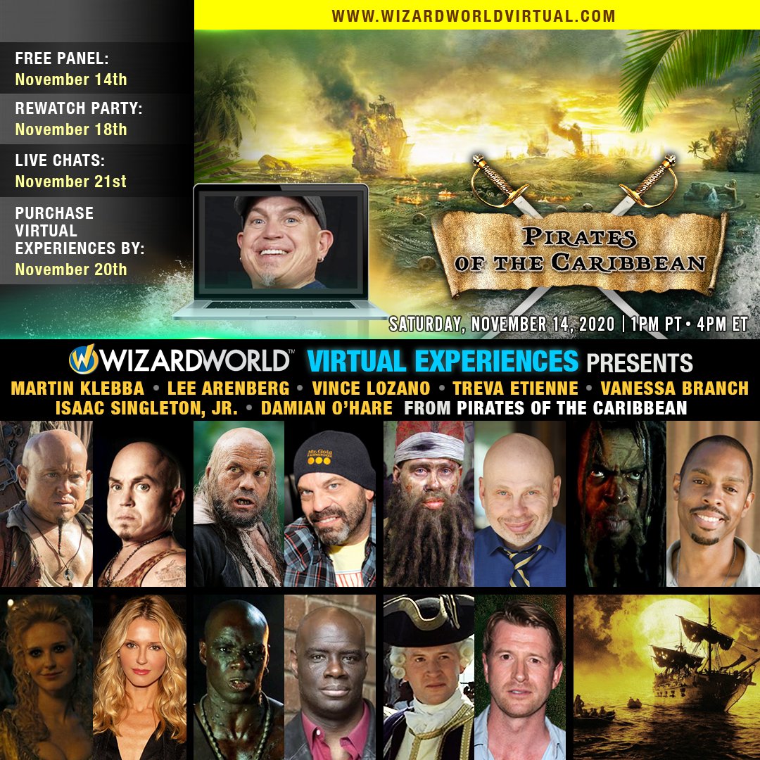 FANEXPOHQ's tweet photo. Welcome @vanessa_branch joining @MartinKlebba @leearenberg @vincelozano @TrevaEtienne @IsaacSingletonJr @oharedamian for Q&A & more!
Attend SUN NOV 14 at 1pm PT / 4pm ET!
🎟️ https://t.co/2BOc0Wokyy Nov 14- 21 #WizardWorldVirtual #PiratesVirtualExperiences #PiratesoftheCaribbean https://t.co/1izjHhel5r