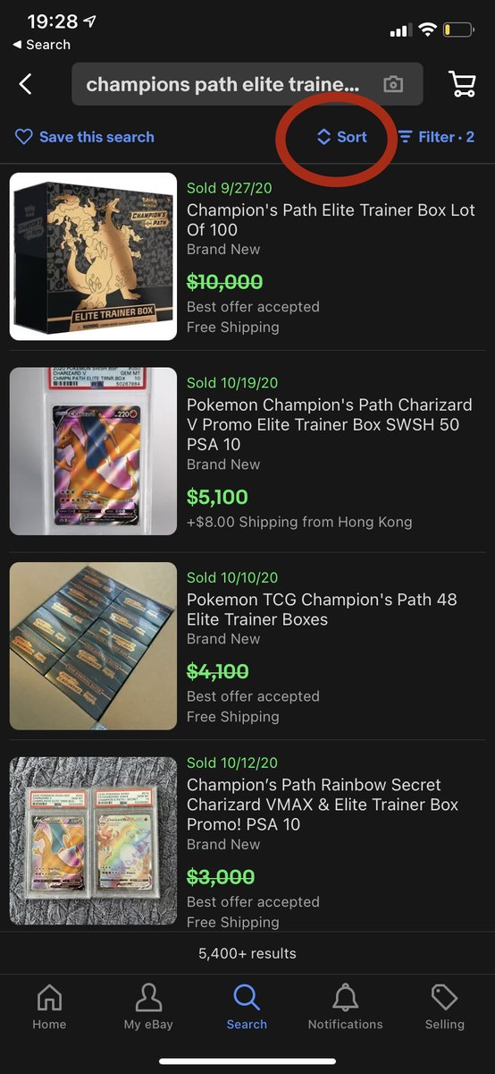 After you've closed the filter tab click on the "sort" button.Sort the items by End Date: Recent FirstThis is very important as most items will decrease in value after a slew of listings pop up.Sellers will "race to the bottom" so you need to be aware of the current value.