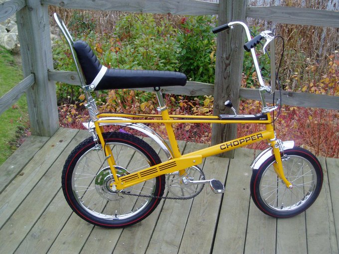 Number 16The Chopper bike. Worshipped by wide-eyed kids. DEATHTRAPS according to killjoy adults.