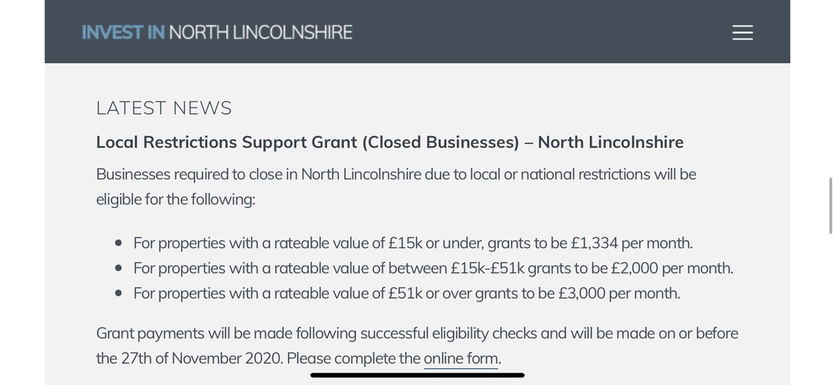 GeorgeCrampton2's tweet photo. If your business in #NorthLincs has had to close due to further national restrictions, you may be eligible for the Local Restrictions Support Grant.

#Tourism #hospitality #retail #business 

For more info and to apply, visit: https://t.co/lQZn1UKUKI https://t.co/YbpxWp16u6