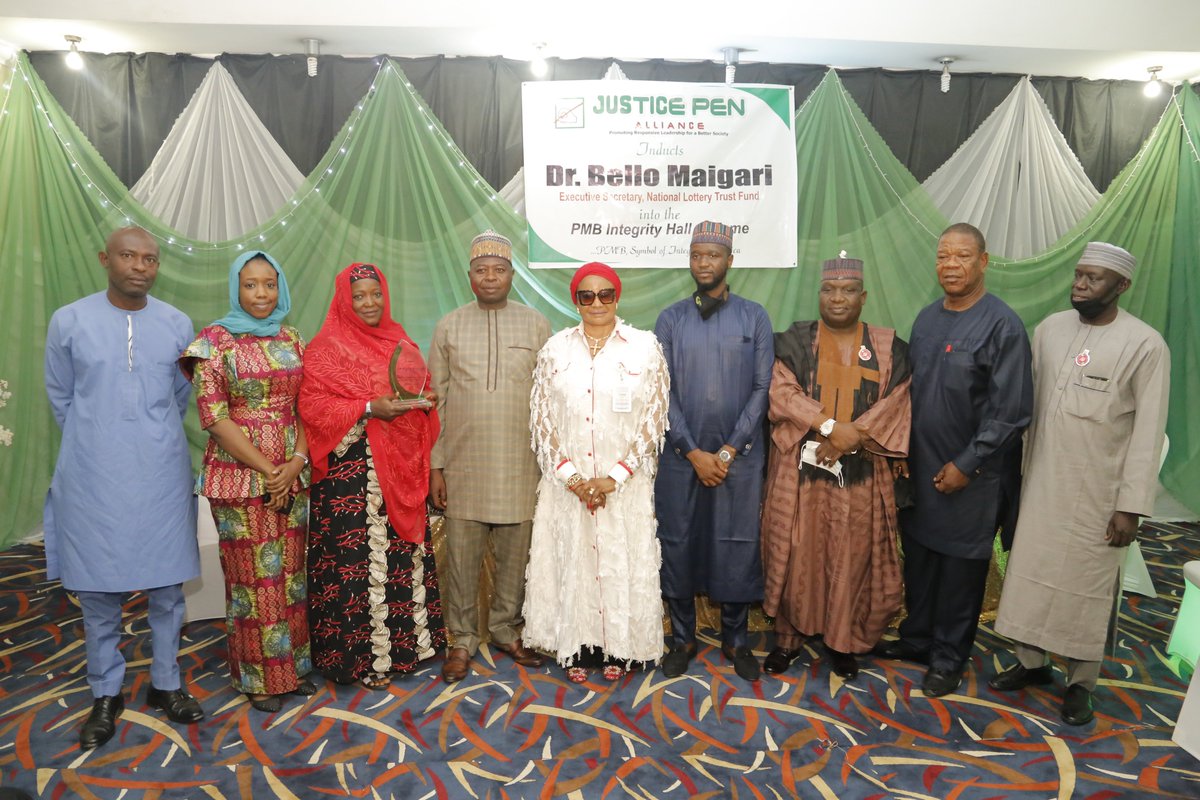 NLTFng's tweet photo. The executive Secretary/CEO of National Lottery Trust Fund @BelloMaigari7 inducted into PMB, Integrity Hall of Fame. The program took place at Naicon Luxury Hotel, Abuja on 5th November,2020. 
https://t.co/6qVhE9luRm https://t.co/6n34mwgOn1