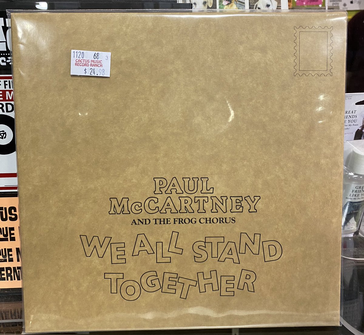 cactus_music's tweet photo. Bertie & #MattyNice with a special #newmusicfriday 11/6 vinyl reissue from #PaulMcCartney! โ
โ
โขWe All Stand Together - 7" limited edition picture disc vinyl specially shaped, exactly the same as the 1984 release. The 2020 version also comes with a poster.โ https://t.co/CJoWtmIcaB
