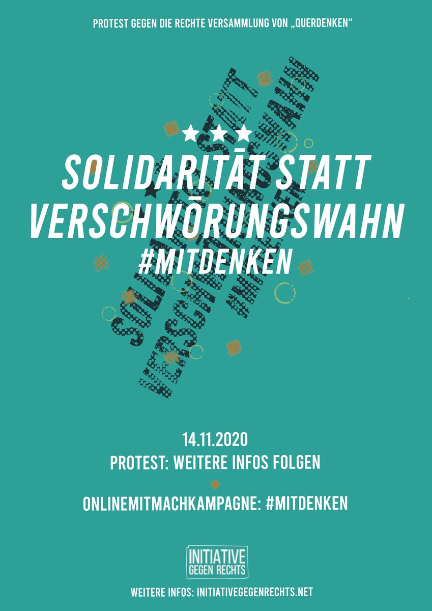 anitafrgbg's tweet photo. "Als Initiative gegen Rechts wollen wir dem verschwörungsideologischen Event mit seinen extrem rechten Redner_innen etwas entgegen setzen. Wir rufen daher zum Protest am 14. November auf."
Den Aufruf für den Protest könnt ihr hier lesen:
https://t.co/MsPIepZWou
#regensburg https://t.co/YKkWHZaoKV