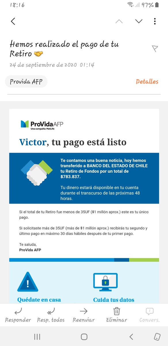 VictorBarrazaA2's tweet photo. @AFP_Provida @Superpensiones @ArayaPedro @guillier Este pago nunca se ha realizado, y si está descontado de mi cartola de @AFP_Provida desde Septiembre. https://t.co/v15zPjftpW