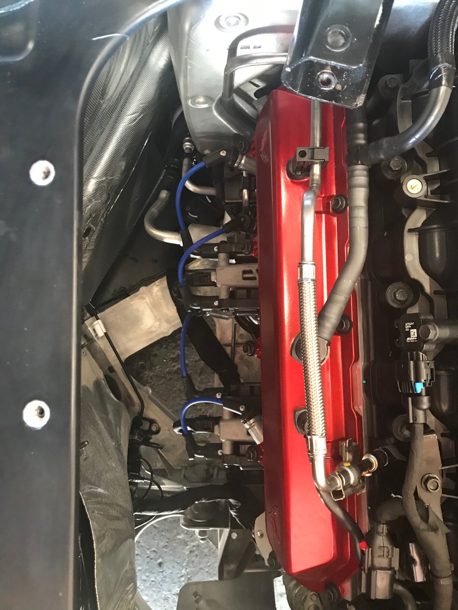 With the manifolds out, you can actually see the plugs and coil packs from the top. And look at all this room for... turbos!!