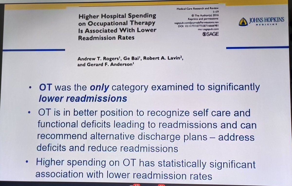 IvensGiacomassi's tweet image. Higher Hospital Spending on Occupational Therapy Is Associated With Lower Readmission Rates via @KellyCasey_OT

pubmed.ncbi.nlm.nih.gov/27589987/

#ICURehab