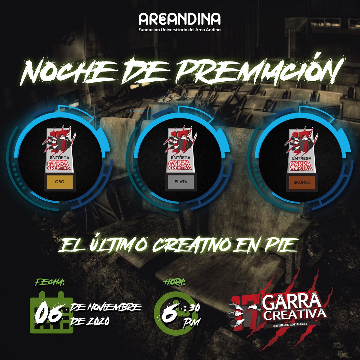 GarraCreativa's tweet photo. ¡Creativos Garra! Los esperamos en la noche de premiación de los Premios Garra Creativa, que se llevará a cabo hoy a las 6:30 p.m., transmisión en vivo por YouTube y Facebook.

https://t.co/0Vs2DMezyE
https://t.co/akTtY1euXz

#CreativoEnPie #17años #GarraCreativa https://t.co/MFztiRYZsQ