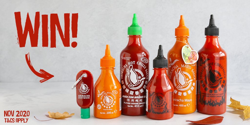 Sriracha_FG's tweet photo. FOLLOW + RT for your chance to #WIN this smoking hot bundle of Flying Goose Sriracha... the slathering opportunities are endless 🌶️

#Competition #FreebieFriday https://t.co/vsC6tEucE3