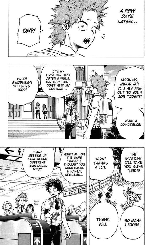 Manga ch.134: Kirishima had an internship in Kansai, the birthplace of Uraraka.