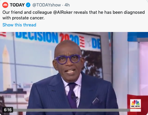 drjwsimons's tweet photo. Men and families should check out @alroker bravery and goodness @TODAYshow. >3 million American men and families have faced down prostate cancer in the US. Visit @PCFnews for more information about knowing your risks and getting checked. https://t.co/HYZhXsrKWZ