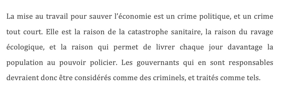 «Crime d’État», par Bernard Aspe. À lire. (Via @FCazalis, via <a href="/Paroleerrante/">La Parole Demain</a>, via <a href="/RevueTerrestres/">@terrestres.bsky.social #HelloQuitteX</a>.) 
terrestres.org/2020/11/06/cri…