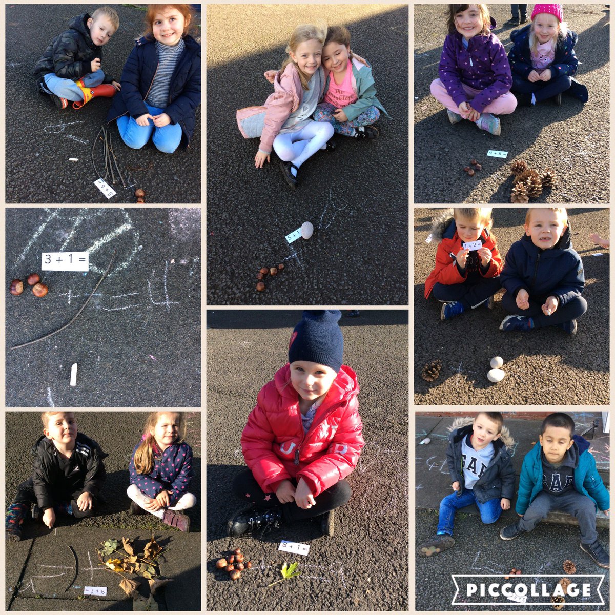 StMariesRCPS's tweet photo. P1a took their addition outside for #Nationaloutdoorlearningday. We found lots of interesting materials to represent our sums. https://t.co/rtV5hogJc7