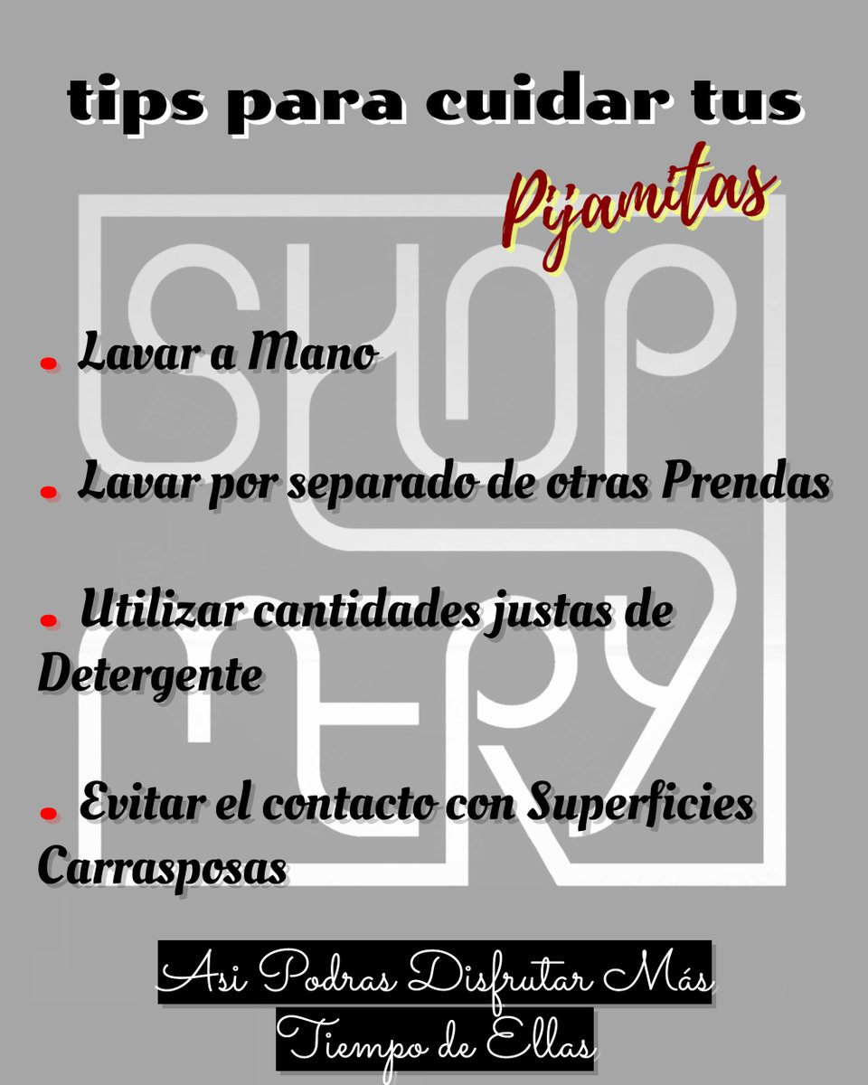SLmery's tweet photo. Hoy unos tips para el cuidado de nuestra ropa de dormir😀

Son muy sencillos de aplicar y nos ayudaran a disfrutar de nuestras pijamas por mas tiempo.

Si te gustaron deja tu like❤️
.
.
.
.
.
#pijamasdama #cundinamarca #compracolombiano #shoplmery #colombiaemprende https://t.co/ebU654gO6k