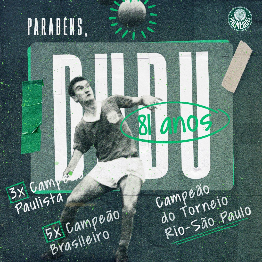 Palmeiras e Ademir da Guia parabenizam ídolo Dudu pelo 81º aniversário