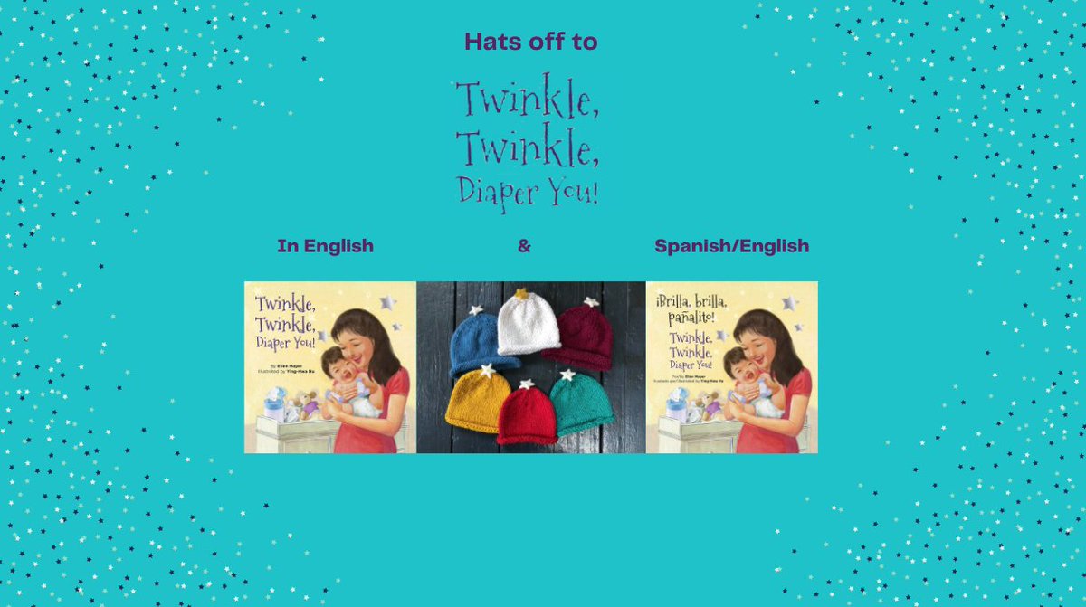 StarBrightBooks's tweet photo. The brilliant @ellenmayerbooks created starry hats for her book #TwinkleTwinkleDiaperYou! Comment below with your baby's fave song or your own childhood favorite (in any language) for a chance to win a free hat AND book in English or Spanish/English! #TalkReadSing #SmallTalkBooks https://t.co/H5aj9JrZeG